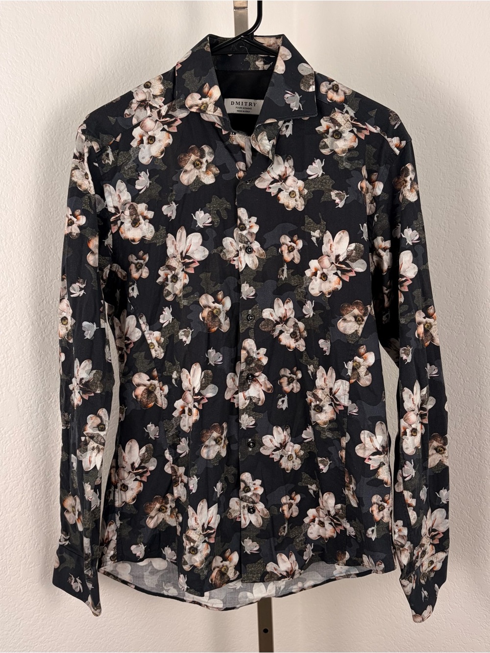 Men’s DMITRY Black Floral Long Sleeve Dress Shirt